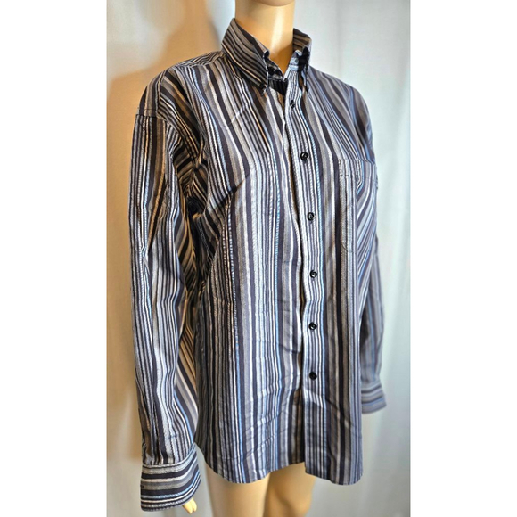 Joseph and Feiss | Mens | Dress Shirt | Gray, Black, Blue | Size Medium - Picture 3 of 6